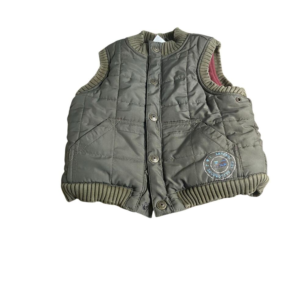 Janie and Jack‎ army green snap toddler fleece lined puffer vest SIZE 3T